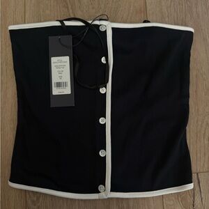 Veronica Beard Black and White Button-Up Tube Top